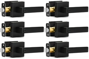 6 Pack Black Door Handles Privacy Door Levers, Keyless Interior Door Knobs Square Matte Black Door Levers Heavy Duty Door Locks for Bedroom Bathroom, Reversible Flat Levers 6 Pack Black Door Handles Privacy Door Levers, Keyless Interior Door Knobs Square Matte Black Door Levers Heavy Duty Door Locks for Bedroom Bathroom, Reversible Flat Levers