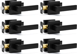 6 Pack Passage Door Handles Matte Black Door Levers, Interior Door Knobs Square Heavy Duty Non-Locking Handlesets Hall Closet Handles, Reversible for Right & Left Sided Doors 6 Pack Passage Door Handles Matte Black Door Levers, Interior Door Knobs Square Heavy Duty Non-Locking Handlesets Hall Closet Handles, Reversible for Right & Left Sided Doors