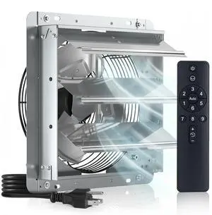 12" Shutter Exhaust Fan, Remote 9-Speed 25W DC Motor, 1200 CFM Energy-Efficient Wall Mount Ventilation Fan, Garage, Greenhouse, Attic, Chicken Coop, Plug&Play 8-Hr Timer, 3-Year Protection 12" Shutter Exhaust Fan, Remote 9-Speed 25W DC Motor, 1200 CFM Energy-Efficient Wall Mount Ventilation Fan, Garage, Greenhouse, Attic, Chicken Coop, Plug&Play 8-Hr Timer, 3-Year Protection