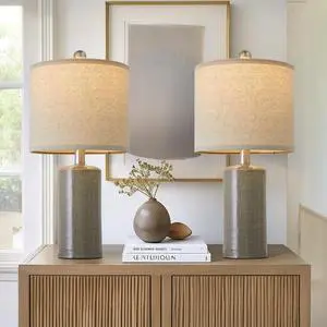 Small Table Lamps Set of 2 for Living Room 20.25" Grey Lamps Bedside Lamps Ceramic Lamps for Night Stands, Table Lamps for Bedroom, Mid Century Modern Boho Farmhouse Nightstand Nursery Side Table Lamp Small Table Lamps Set of 2 for Living Room 20.25" Grey Lamps Bedside Lamps Ceramic Lamps for Night Stands, Table Lamps for Bedroom, Mid Century Modern Boho Farmhouse Nightstand Nursery Side Table Lamp