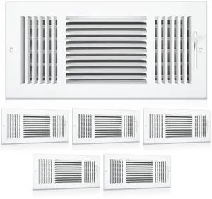 6 Pack Wall Vent Covers Interior Size 14 X 6 Inch, White Steel 3 Way Adjustable Air Flow, Steel Construction for Ceiling Sidewall Bathroom Office HVAC, Durable Register Grilles 6 Pack Wall Vent Covers Interior Size 14 X 6 Inch, White Steel 3 Way Adjustable Air Flow, Steel Construction for Ceiling Sidewall Bathroom Office HVAC, Durable Register Grilles