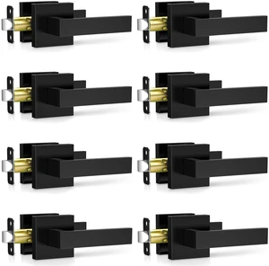8 Pack Matte Black Door Handles Interior, Passage Door Knobs Closet Door Levers for Hallway, Heavy Duty Square Doorknob Non-Locking Handlesets for Left & Right Sided Doors 8 Pack Matte Black Door Handles Interior, Passage Door Knobs Closet Door Levers for Hallway, Heavy Duty Square Doorknob Non-Locking Handlesets for Left & Right Sided Doors