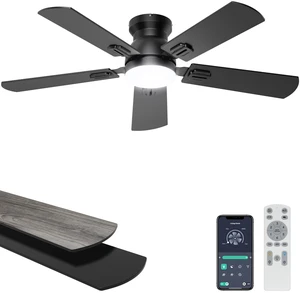 42'' Low Profile Ceiling Fan with Lights, Remote/APP Control, Black Flush Mount, Dimmable 3CCT LED, Quiet DC Motor; Memory Function, 4775 CFM, Small Ceiling Fan for Indoor Bedroom Kitchen 42'' Low Profile Ceiling Fan with Lights, Remote/APP Control, Black Flush Mount, Dimmable 3CCT LED, Quiet DC Motor; Memory Function, 4775 CFM, Small Ceiling Fan for Indoor Bedroom Kitchen