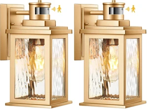 Motion Sensor Porch Lights, Outdoor Light Fixtures Wall Mount Dusk to Dawn, Gold Waterproof Exterior Lights for House, Outdoor Wall Lights for House, Doorway, Patio, Anti-Rust (Pack of 2) Motion Sensor Porch Lights, Outdoor Light Fixtures Wall Mount Dusk to Dawn, Gold Waterproof Exterior Lights for House, Outdoor Wall Lights for House, Doorway, Patio, Anti-Rust (Pack of 2)