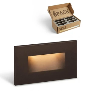 6-Pack 5CCT 120V LED Step Lights, Horizontal, Oil Rubbed Bronze 150LM, 5%-100% Dimmable, CRI90, ETL, Indoor Outdoor Stair Lights, Wet Location, 2700K/3000K/3500K/4000K/5000K, Aluminum 6-Pack 5CCT 120V LED Step Lights, Horizontal, Oil Rubbed Bronze 150LM, 5%-100% Dimmable, CRI90, ETL, Indoor Outdoor Stair Lights, Wet Location, 2700K/3000K/3500K/4000K/5000K, Aluminum