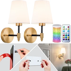 Peel and Stick Wall Sconces, Stick On Wall Sconce Set of 2, Battery Operated Wireless Adhesive Wall Lights, Corn Bulb with 10000mAh Battery, Easy Install for Bedroom Living Room Wall Decor Peel and Stick Wall Sconces, Stick On Wall Sconce Set of 2, Battery Operated Wireless Adhesive Wall Lights, Corn Bulb with 10000mAh Battery, Easy Install for Bedroom Living Room Wall Decor