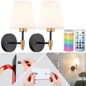 Peel and Stick Wall Sconces, Stick On Wall Sconce Set of 2, Battery Operated Wireless Adhesive Wall Lights, Corn Bulb with 10000mAh Battery, Easy Install for Bedroom Living Room Wall Decor Peel and Stick Wall Sconces, Stick On Wall Sconce Set of 2, Battery Operated Wireless Adhesive Wall Lights, Corn Bulb with 10000mAh Battery, Easy Install for Bedroom Living Room Wall Decor