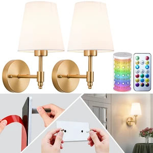 Peel and Stick Wall Sconces, Stick On Wall Sconce Set of 2, Battery Operated Wireless Adhesive Wall Lights, Corn Bulb with 10000mAh Battery, Easy Install for Bedroom Living Room Wall Decor Peel and Stick Wall Sconces, Stick On Wall Sconce Set of 2, Battery Operated Wireless Adhesive Wall Lights, Corn Bulb with 10000mAh Battery, Easy Install for Bedroom Living Room Wall Decor