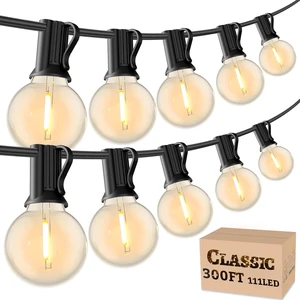 Outdoor String Lights 300 FT, LED Patio Light Outside Waterproof Dimmable Connectable Shatterproof G40 Hanging Lighting for Backyard, Cafe, Bistro, Yard, Deck, Market, Warm White, 2700K Outdoor String Lights 300 FT, LED Patio Light Outside Waterproof Dimmable Connectable Shatterproof G40 Hanging Lighting for Backyard, Cafe, Bistro, Yard, Deck, Market, Warm White, 2700K
