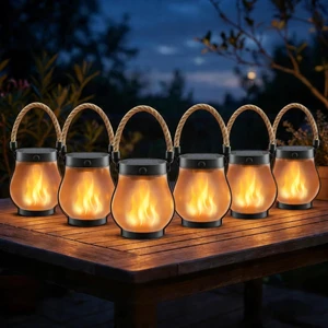 Solar Lanterns Outdoor Waterproof 6-Pack, 2nd Gen Flickering Flame Effect Rechargeable Lanterns with USB-C charging, A Decorative Hanging Design, and Dusk-to-dawn Use for Patios, Porches and Gardens Solar Lanterns Outdoor Waterproof 6-Pack, 2nd Gen Flickering Flame Effect Rechargeable Lanterns with USB-C charging, A Decorative Hanging Design, and Dusk-to-dawn Use for Patios, Porches and Gardens
