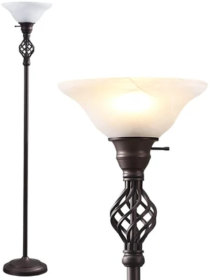 Torchiere Floor Lamp for Living Room, LED Standing Reading Light Glass Lampshade,72" Vintage Tall Lamps for Bedroom Corner Home Office, Bulbs Included Torchiere Floor Lamp for Living Room, LED Standing Reading Light Glass Lampshade,72" Vintage Tall Lamps for Bedroom Corner Home Office, Bulbs Included