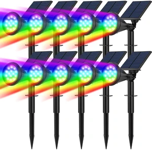 Solar Spot Lights Outdoor Color Changing, 7 Modes/14 LED Outdoor Solar Lights for Yard, Waterproof RGB Multicolor Solar Landscape Spotlights Auto On/Off for Flood, Yard, Tree, Pathway, 10 Pack Solar Spot Lights Outdoor Color Changing, 7 Modes/14 LED Outdoor Solar Lights for Yard, Waterproof RGB Multicolor Solar Landscape Spotlights Auto On/Off for Flood, Yard, Tree, Pathway, 10 Pack