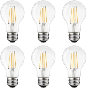 Vintage A19 LED Light Bulbs 60W Equivalent, 3500K Dimmable (6 Pack) 3500K Natural White, 800 Lumens, Standard LED Edison Bulb 8W, UL Listed, E26 Base, Damp Rated, 330° Beam Angle, CRI 80, 120V Vintage A19 LED Light Bulbs 60W Equivalent, 3500K Dimmable (6 Pack) 3500K Natural White, 800 Lumens, Standard LED Edison Bulb 8W, UL Listed, E26 Base, Damp Rated, 330° Beam Angle, CRI 80, 120V