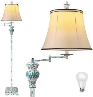 Vintage Floor Lamps for Living Room,Traditional 350° Adjustable Swing Arm Farmhouse Floor Lamp for Bedroom, Rustic Standing Lamp Pole Lamps for Reading, Home Décor and Office, Washed Blue Vintage Floor Lamps for Living Room,Traditional 350° Adjustable Swing Arm Farmhouse Floor Lamp for Bedroom, Rustic Standing Lamp Pole Lamps for Reading, Home Décor and Office, Washed Blue