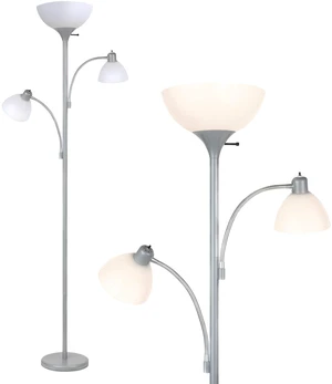 Sky Dome Double LED Floor lamp, Torchiere Super Bright Floor Lamp with 2 Reading Lamps for Living Rooms & Offices - Dimmable Tall Standing Lamp for Bedroom Reading - Tall Silver Pole Sky Dome Double LED Floor lamp, Torchiere Super Bright Floor Lamp with 2 Reading Lamps for Living Rooms & Offices - Dimmable Tall Standing Lamp for Bedroom Reading - Tall Silver Pole