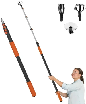26FT Reach Light Bulb Changer for High Ceilings, Light Bulb Changer with Baskets and Suction Cup for Recessed Lights with 5-20FT Telescoping Extension Pole 26FT Reach Light Bulb Changer for High Ceilings, Light Bulb Changer with Baskets and Suction Cup for Recessed Lights with 5-20FT Telescoping Extension Pole
