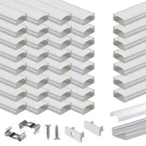 40Pack 3.3FT Silver LED Strip Channel with Milky Diffuser U1SW WW 17x7mm LED Aluminum Channel, Fits LED Strips Up to 12mm, LED Strip Light Diffuser, Smooth Light Output, Linear Lighting 40Pack 3.3FT Silver LED Strip Channel with Milky Diffuser U1SW WW 17x7mm LED Aluminum Channel, Fits LED Strips Up to 12mm, LED Strip Light Diffuser, Smooth Light Output, Linear Lighting