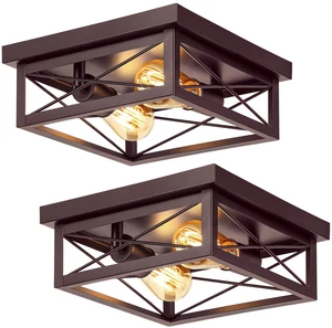 Brown Hallway Light Fixtures Ceiling, 2-Light Farmhouse Industrial Flush Mount Ceiling Lights, 2-Pack Modern Metal Kitchen Light Fixtures, Close to Ceiling Lights for Bedroom Living Room Entryway Brown Hallway Light Fixtures Ceiling, 2-Light Farmhouse Industrial Flush Mount Ceiling Lights, 2-Pack Modern Metal Kitchen Light Fixtures, Close to Ceiling Lights for Bedroom Living Room Entryway