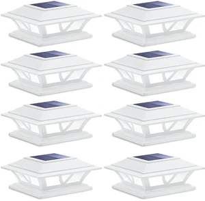 Solar Post Lights Outdoor 2 Modes LED, 8 Pack White (Warm/White) Solar Post Cap Lights, Solar-Powered Waterproof Deck Fence Lights for 4x4 5x5 & 6x6 Vinyl or Wood Posts, Patio, Yard, Garden Solar Post Lights Outdoor 2 Modes LED, 8 Pack White (Warm/White) Solar Post Cap Lights, Solar-Powered Waterproof Deck Fence Lights for 4x4 5x5 & 6x6 Vinyl or Wood Posts, Patio, Yard, Garden