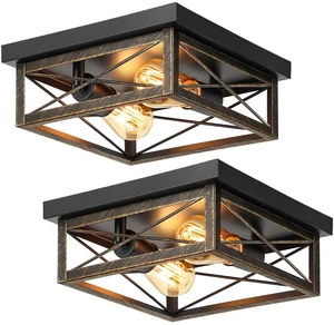 2-Light Farmhouse Industrial Flush Mount Ceiling Lights, Oil Rubbed Bronze Premium Metal, Kitchen Light Fixtures, Close to Ceiling Lights for Bedroom Living Room Hallway Entryway, 2-Pack 2-Light Farmhouse Industrial Flush Mount Ceiling Lights, Oil Rubbed Bronze Premium Metal, Kitchen Light Fixtures, Close to Ceiling Lights for Bedroom Living Room Hallway Entryway, 2-Pack