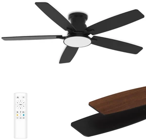 Flush Mount Ceiling Fan with Light, 52 Inch, Remote Control, 3CCT Dimmable LED, 6-Speed Silent Reversible DC Motor, Low Profile Hugger Ceiling Fan for Indoor/Outdoor 90-264V 50/60Hz Matte Black Flush Mount Ceiling Fan with Light, 52 Inch, Remote Control, 3CCT Dimmable LED, 6-Speed Silent Reversible DC Motor, Low Profile Hugger Ceiling Fan for Indoor/Outdoor 90-264V 50/60Hz Matte Black