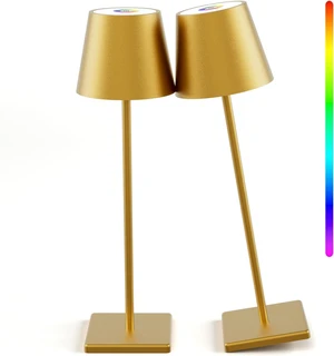 Gold Cordless Table Lamp, 5000mAh Portable LED Rechargeable Lamp 2-Pack, Battery Operated, RGB Stepless Dimming, IP54 Waterproof, Modern Table Light, for Outdoor/Restaurant/Dinner/Bedroom Gold Cordless Table Lamp, 5000mAh Portable LED Rechargeable Lamp 2-Pack, Battery Operated, RGB Stepless Dimming, IP54 Waterproof, Modern Table Light, for Outdoor/Restaurant/Dinner/Bedroom