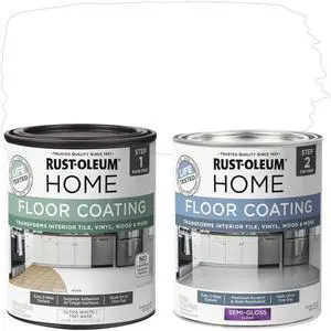 Interior Floor Semi-Gloss Ultra White Coating Kit Interior Floor Renovation, Durable Walk-On Finish, Tile, Vinyl, Concrete & Wood Surfaces, 2 Quarts Interior Floor Semi-Gloss Ultra White Coating Kit Interior Floor Renovation, Durable Walk-On Finish, Tile, Vinyl, Concrete & Wood Surfaces, 2 Quarts