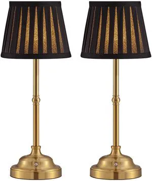 Gold Cordless LED Table Lamps Set of 2, Black Fabric Shade Desk Lamps Portable 4000mAh Rechargeable Battery Powered, Dimmable Lighting for Dining Room, Bedroom, Bedside, Night Light, Balcony Gold Cordless LED Table Lamps Set of 2, Black Fabric Shade Desk Lamps Portable 4000mAh Rechargeable Battery Powered, Dimmable Lighting for Dining Room, Bedroom, Bedside, Night Light, Balcony