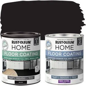 Interior Floor Semi-Gloss Black Coating Kit Interior Floor Renovation, Durable Walk-On Finish, Tile, Vinyl, Concrete & Wood Surfaces, 2 Quarts Interior Floor Semi-Gloss Black Coating Kit Interior Floor Renovation, Durable Walk-On Finish, Tile, Vinyl, Concrete & Wood Surfaces, 2 Quarts