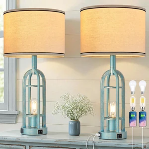 Table Lamps for Living Room Set of 2 - Modern Farmhouse Lamps for Night Stands with Night Light & USB A+C, 24" Vintage Bedside Lamp for Bedroom, Bulbs Included Table Lamps for Living Room Set of 2 - Modern Farmhouse Lamps for Night Stands with Night Light & USB A+C, 24" Vintage Bedside Lamp for Bedroom, Bulbs Included