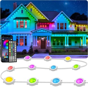 300FT Permanent Outdoor Lights,RGB Eaves Light with App Control Remote,DIY Scene Modes IP67 Waterproof Under Eave Lighting,Outdoor Lights for Decor,Garden Decor,House,Party 300FT Permanent Outdoor Lights,RGB Eaves Light with App Control Remote,DIY Scene Modes IP67 Waterproof Under Eave Lighting,Outdoor Lights for Decor,Garden Decor,House,Party