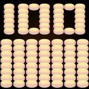 100 Pack 2 Inch Flameless LED Floating Candles, Battery Operated White Tealights with Realistic Flickering Flame, Waterproof for Cylinder Vases, Wedding Centerpieces, Pool, Party & Holiday Decor 100 Pack 2 Inch Flameless LED Floating Candles, Battery Operated White Tealights with Realistic Flickering Flame, Waterproof for Cylinder Vases, Wedding Centerpieces, Pool, Party & Holiday Decor