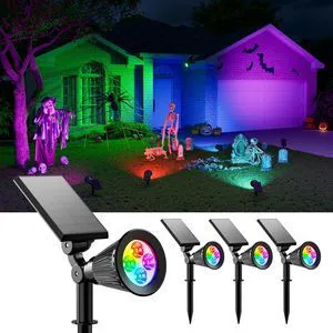 4 Pack Color Change Solar Spotlights Waterproof RGB Halloween Decor 8 Light Colors, Large Size Power Panel, 12 Hrs Lasting Working, Multicolor Illuminated Flag, Tree, Flower, Lawn, Garden, Yard 4 Pack Color Change Solar Spotlights Waterproof RGB Halloween Decor 8 Light Colors, Large Size Power Panel, 12 Hrs Lasting Working, Multicolor Illuminated Flag, Tree, Flower, Lawn, Garden, Yard