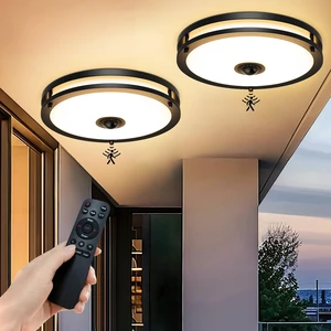 2-Pack 12" LED Motion Sensor Outdoor Ceiling Light with Remote Dusk to Dawn, 2700K/3000K/3500K/4000K/5000K Dimmable, 4 Lighting Modes, 24W Flush Mount Ceiling Light for Entryway, Black 2-Pack 12" LED Motion Sensor Outdoor Ceiling Light with Remote Dusk to Dawn, 2700K/3000K/3500K/4000K/5000K Dimmable, 4 Lighting Modes, 24W Flush Mount Ceiling Light for Entryway, Black