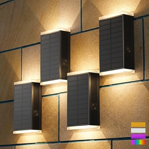 4Pack Solar Wall Lights Outdoor, 13 Modes Dusk to Dawn Up Down Wall Sconce Focused Beam 3CCT+RGB 13Colors Changing IP67 Waterproof LED Solar Lights Outdoor for House,Front Door,Garage,Patio,Porch,Shed 4Pack Solar Wall Lights Outdoor, 13 Modes Dusk to Dawn Up Down Wall Sconce Focused Beam 3CCT+RGB 13Colors Changing IP67 Waterproof LED Solar Lights Outdoor for House,Front Door,Garage,Patio,Porch,Shed