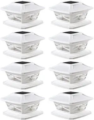 Flexfit Solar Outdoor Post Cap Lights - Includes Bases for 4x4 5x5 6x6 Wooden Posts - Bright LED Light - Pearl White (8 Pack) Flexfit Solar Outdoor Post Cap Lights - Includes Bases for 4x4 5x5 6x6 Wooden Posts - Bright LED Light - Pearl White (8 Pack)