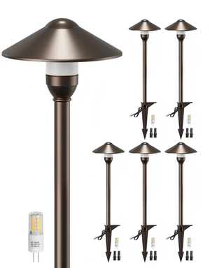 Low Voltage Pathway Lights with G4 3W 3000K Bulbs 6-Pack, ORB Aluminum Replaceable Bulbs, ETL Listed Wire, IP65 Waterproof, 12V Landscape Lights with Connectors for Yard Garden Walkway, Round Head Low Voltage Pathway Lights with G4 3W 3000K Bulbs 6-Pack, ORB Aluminum Replaceable Bulbs, ETL Listed Wire, IP65 Waterproof, 12V Landscape Lights with Connectors for Yard Garden Walkway, Round Head