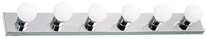 Vanity Lights, 6 Linear Lights, Dimmable, Horizontal or Vertical Use, Uses (6) 60W Bulbs, For Bathroom/Makeup Vanity, Polished Chrome, 36.0 in. L x 4.33 in. H x 2.0 in. D, 500942 Vanity Lights, 6 Linear Lights, Dimmable, Horizontal or Vertical Use, Uses (6) 60W Bulbs, For Bathroom/Makeup Vanity, Polished Chrome, 36.0 in. L x 4.33 in. H x 2.0 in. D, 500942