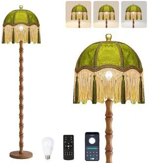 Vintage Floor Lamp for Living Room,Bedroom,Dimmable Standing Lamp with Remote,Green Mid Century Gold Tall Lamp Boho Retro Floor Light Wood Fringe Tassel Flower Unique Tiffany Victorian Decor Vintage Floor Lamp for Living Room,Bedroom,Dimmable Standing Lamp with Remote,Green Mid Century Gold Tall Lamp Boho Retro Floor Light Wood Fringe Tassel Flower Unique Tiffany Victorian Decor