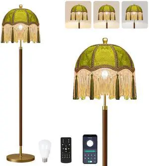 Vintage Floor Lamp for Living Room,Bedroom,Dimmable Standing Lamp with Remote,Green Mid Century Gold Tall Lamp Boho Retro Floor Light Wood Fringe Tassel Flower Unique Tiffany Victorian Decor Vintage Floor Lamp for Living Room,Bedroom,Dimmable Standing Lamp with Remote,Green Mid Century Gold Tall Lamp Boho Retro Floor Light Wood Fringe Tassel Flower Unique Tiffany Victorian Decor