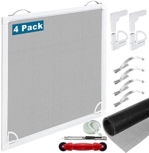 4 Packs Window Screen Frame Kit 5/16 in x 1/8 in x 48 Inch Window Screen Replacement Kit not Installed Includes Full Set of Tools Suitable for WindowsFramed Mesh Replacement Window Screens 4 Packs Window Screen Frame Kit 5/16 in x 1/8 in x 48 Inch Window Screen Replacement Kit not Installed Includes Full Set of Tools Suitable for WindowsFramed Mesh Replacement Window Screens