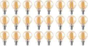 40W Equivalent LED Globe Candelabra Bulbs, Dimmable G16.5 LED E12 Chandelier Light Bulbs, 330LM, CRI82, 4W, AC 120V, 24 Pack, 2200K Warm White 40W Equivalent LED Globe Candelabra Bulbs, Dimmable G16.5 LED E12 Chandelier Light Bulbs, 330LM, CRI82, 4W, AC 120V, 24 Pack, 2200K Warm White