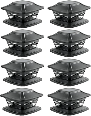 Flexfit Solar Outdoor Post Cap Lights - Includes Bases for 4x4 5x5 6x6 Wooden Posts - Bright LED Light - Slate Black (8 Pack) Flexfit Solar Outdoor Post Cap Lights - Includes Bases for 4x4 5x5 6x6 Wooden Posts - Bright LED Light - Slate Black (8 Pack)