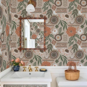 Boho Sun Floral Retro Peel and Stick Wallpaper 17.3" x 1200" Removable Waterproof Self Adhesive Contact Paper, Renter Friendly for Cabinets, Furniture, Bedroom, Bathroom, DIY Decor Boho Sun Floral Retro Peel and Stick Wallpaper 17.3" x 1200" Removable Waterproof Self Adhesive Contact Paper, Renter Friendly for Cabinets, Furniture, Bedroom, Bathroom, DIY Decor