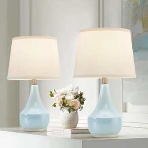 18" Table Lamp Set of 2, Ceramic Lamp Classic Beside Lamps Nightstand Lamp Modern Cute Lamp for Living Room, Bedroom & Office Rocker Switch Sky Blue-LED Bulbs Included 18" Table Lamp Set of 2, Ceramic Lamp Classic Beside Lamps Nightstand Lamp Modern Cute Lamp for Living Room, Bedroom & Office Rocker Switch Sky Blue-LED Bulbs Included