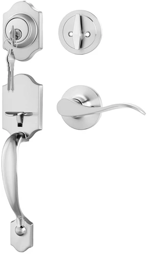 Front Door Handle and Deadbolt Set, Brushed Nickel Front Door Lock Set with Reversible Handle Lever, Classic Front Door Hardware, Single Cylinder Front Door Entry Lock Front Door Handle and Deadbolt Set, Brushed Nickel Front Door Lock Set with Reversible Handle Lever, Classic Front Door Hardware, Single Cylinder Front Door Entry Lock