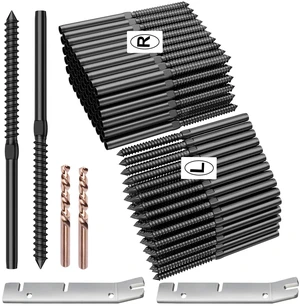 100 Pack 1/8" Black Cable Railing Kit Left &Right Swage Lag Screws For Wood Posts, 1/8" T316 Stainless Steel, Wire Railing Kit for Decks with Wrench, Deck Stair Black Cable Railing Hardware 100 Pack 1/8" Black Cable Railing Kit Left &Right Swage Lag Screws For Wood Posts, 1/8" T316 Stainless Steel, Wire Railing Kit for Decks with Wrench, Deck Stair Black Cable Railing Hardware