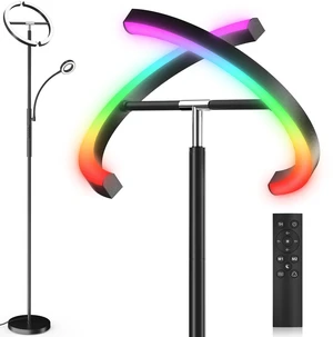 Upgraded 36W RGBCW Floor Lamp with Ring Reading Lamp, Rotatable Remote Control LED Standing Lamp Dimmable Floor Light Modern Standing Light for Living Room Bedroom Home Office, Black Upgraded 36W RGBCW Floor Lamp with Ring Reading Lamp, Rotatable Remote Control LED Standing Lamp Dimmable Floor Light Modern Standing Light for Living Room Bedroom Home Office, Black