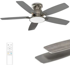 Flush Mount Ceiling Fan with Light, 42 Inch, Remote Control, 3CCT Dimmable LED, 6-Speed Silent Reversible DC Motor, Low Profile Hugger Ceiling Fan for Indoor/Outdoor 90-264V 50/60Hz Brushed Nickel Flush Mount Ceiling Fan with Light, 42 Inch, Remote Control, 3CCT Dimmable LED, 6-Speed Silent Reversible DC Motor, Low Profile Hugger Ceiling Fan for Indoor/Outdoor 90-264V 50/60Hz Brushed Nickel