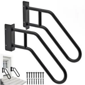 Heavy Duty Wall Mount Handrails for Indoor Outdoor 1-3 Steps 1 Set U-Shape Non-Slip Grab Bars, Stable Safety Railings, Left+Right Handed Design, Ideal for Porch, Garage, Garden Stair Heavy Duty Wall Mount Handrails for Indoor Outdoor 1-3 Steps 1 Set U-Shape Non-Slip Grab Bars, Stable Safety Railings, Left+Right Handed Design, Ideal for Porch, Garage, Garden Stair